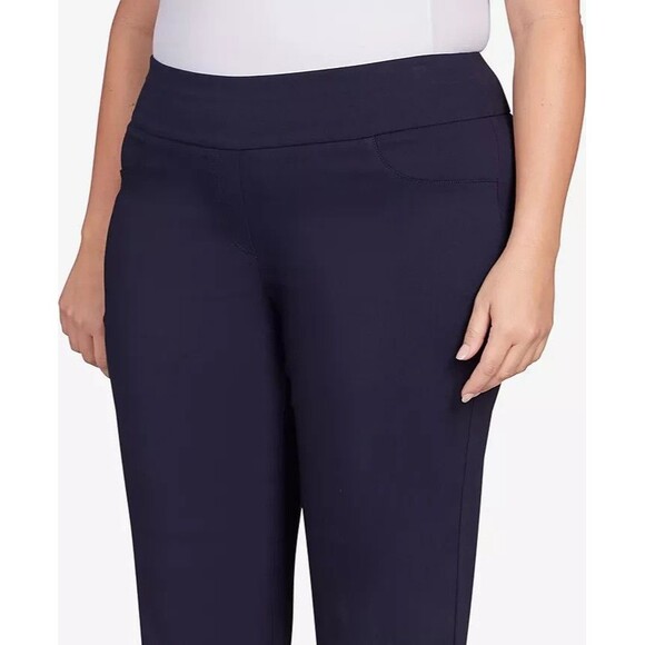 Hearts Of Palms Plus Size Tech Stretch Pant with Elastic Waistband Navy Blue 18W - Picture 2 of 12